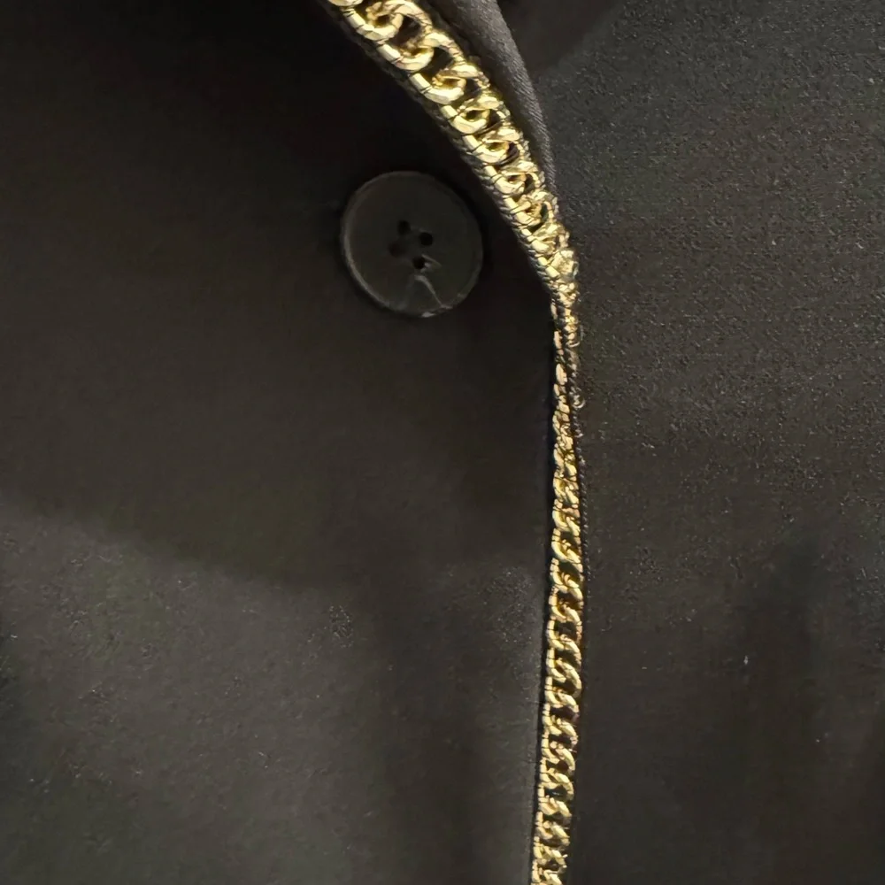 NWT Express Black Blazer with Gold Chain Trim Detail - Picture 6 of 9